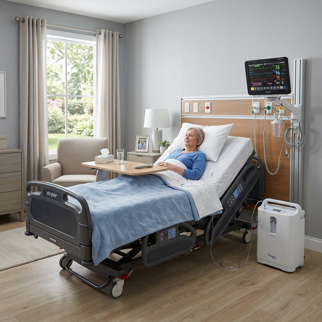 Medical bed and monitoring equipment background